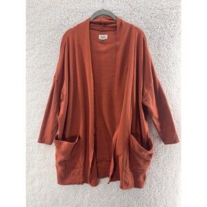 Pact Airplane Cardigan Women XS/S Orange Organic Cotton Open Pockets Oversized